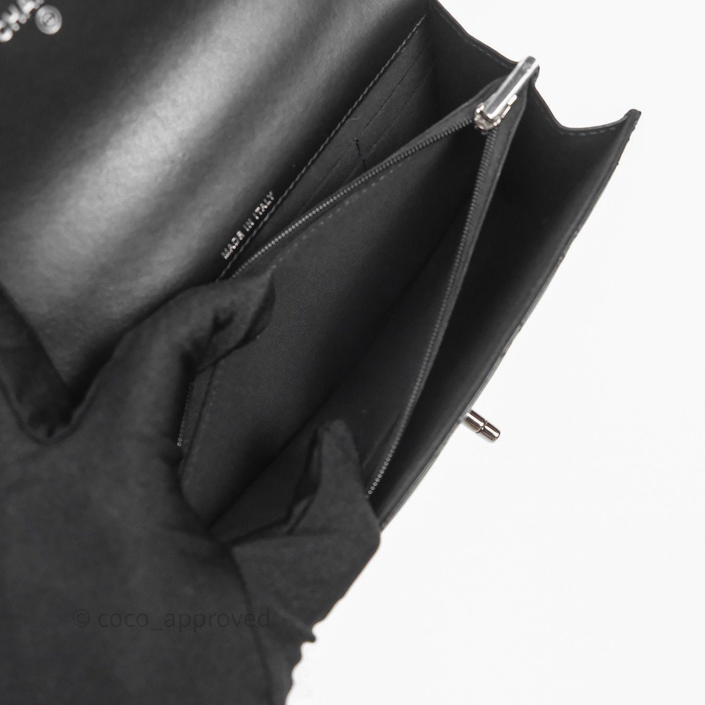 Chanel Mini Crystal Top Handle Wallet On Chain WOC Black Calfskin Gun Metal Hardware 23K