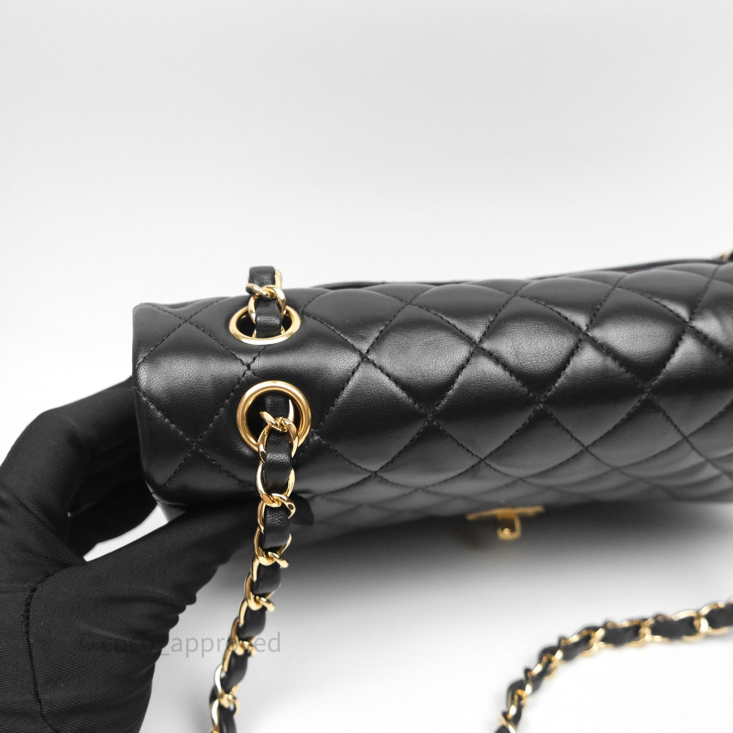 Chanel Classic M/L Medium Flap Quilted Black Lambskin Gold Hardware