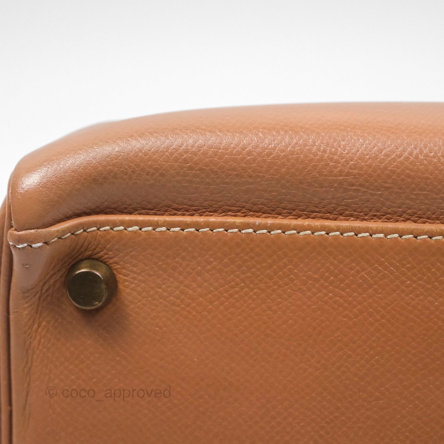 Hermes Vintage Kelly 32 Retourne Natural Gold Hardware
