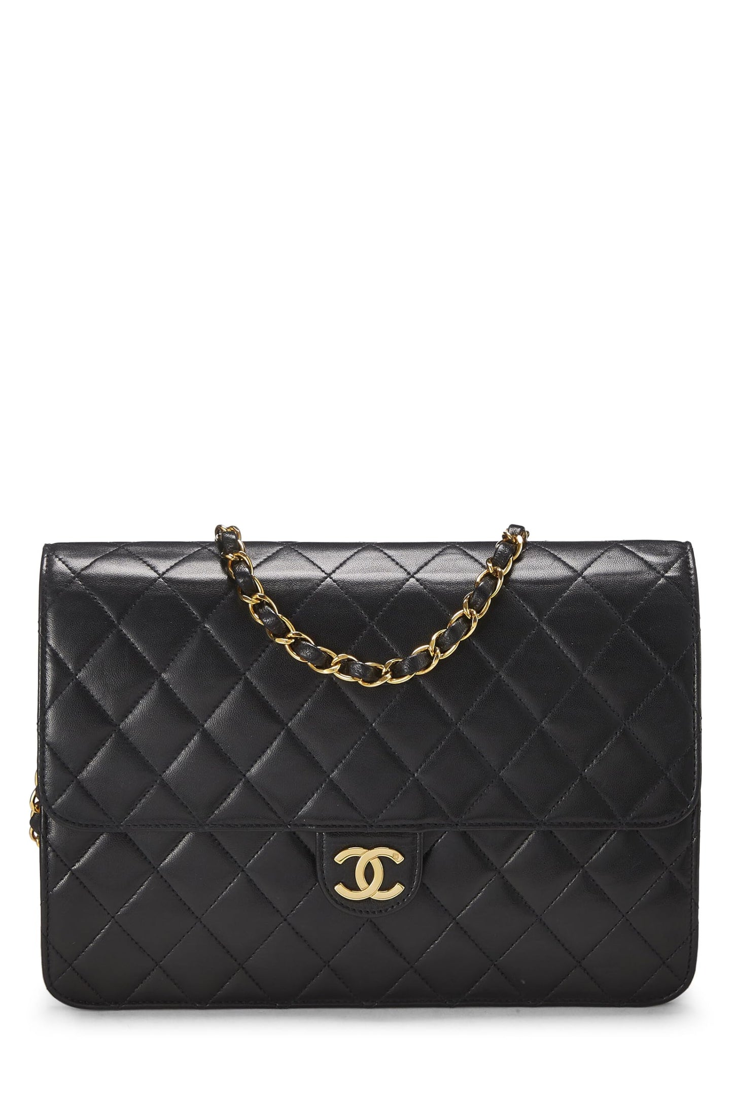 Chanel,  Black Quilted Lambskin Ex Flap Medium, Black
