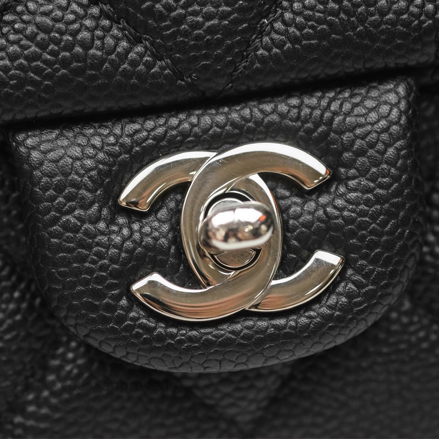 Chanel Quilted Easy Flap Bag Black Caviar Silver Hardware