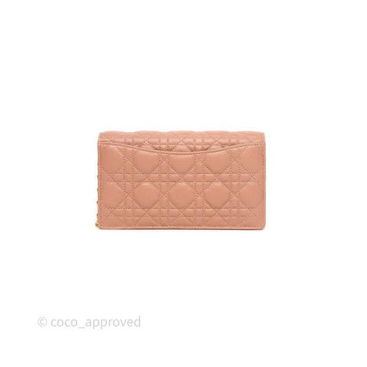 Christian Dior Caro Pouch with Chain In Supple Pink Cannage Calfskin