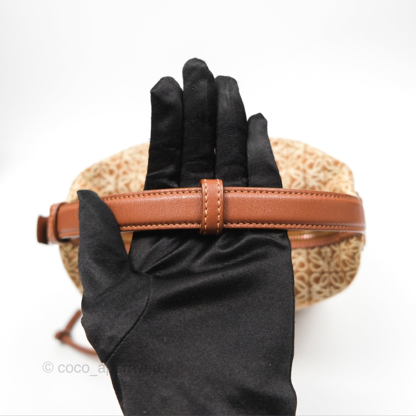 Loewe Small Cubi bag in Anagram Jacquard & Calfskin Tan Pecan