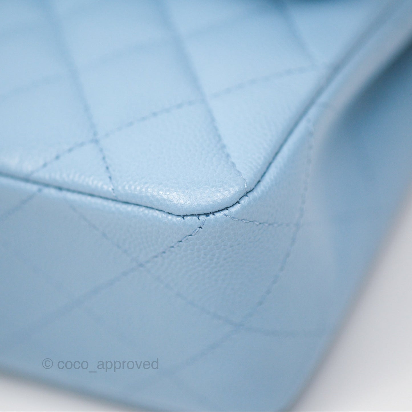 Chanel Small Classic Quilted Flap Light Blue Caviar Gold Hardware