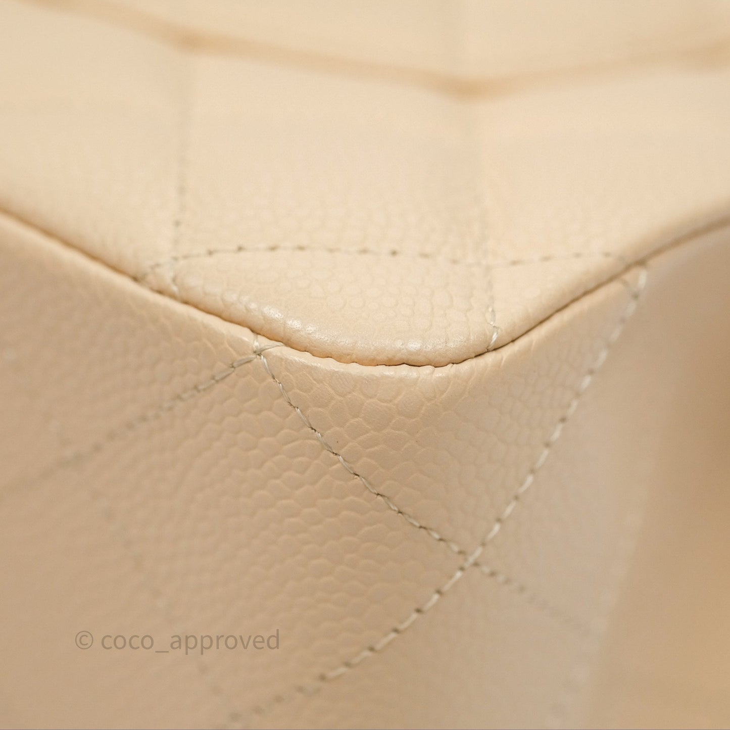 Chanel Jumbo Single Flap Beige Caviar Silver Hardware