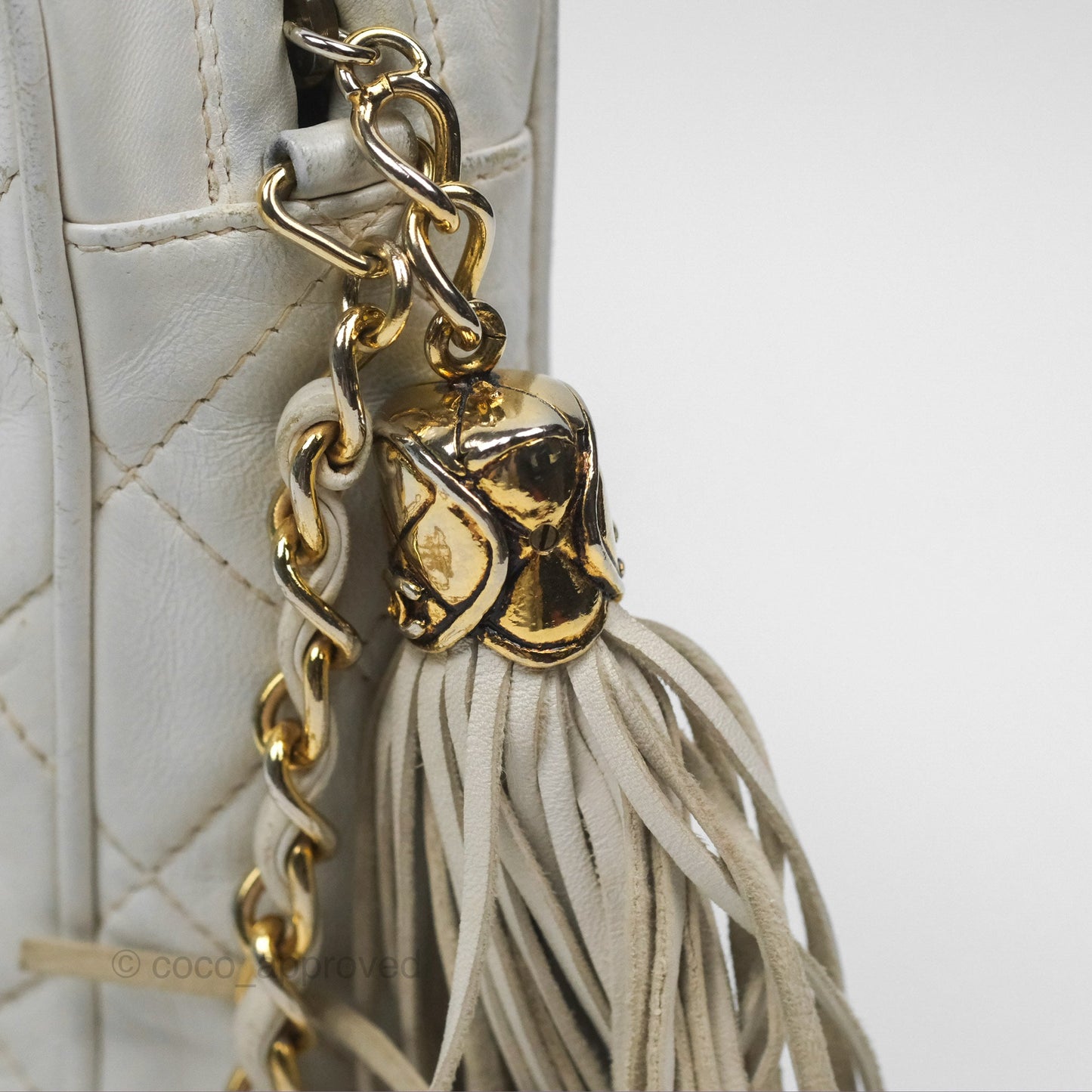 Chanel Vintage Small Camera Bag White Lambskin Gold Hardware
