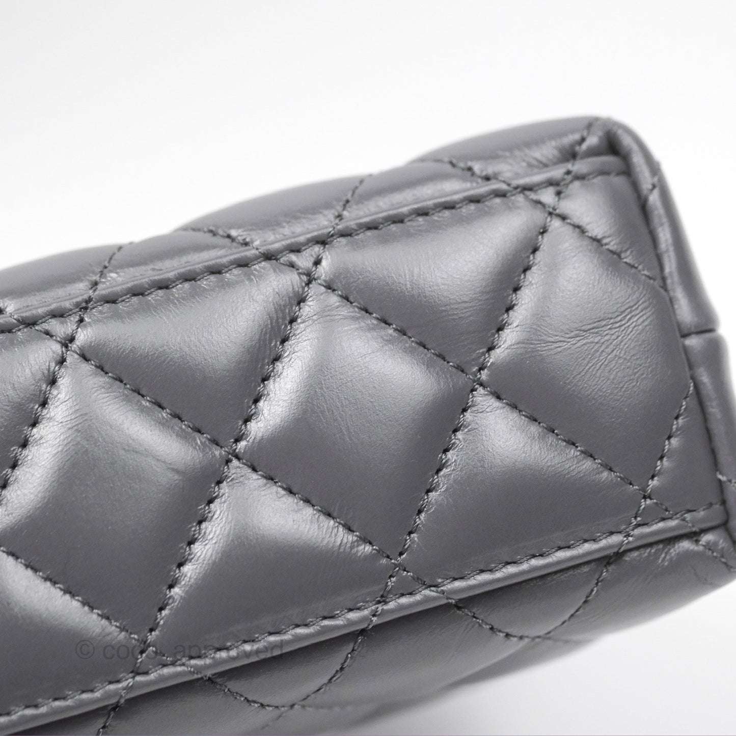 Chanel Kelly Bag Quilted Grey Shiny Calfskin Aged Gold Hardware