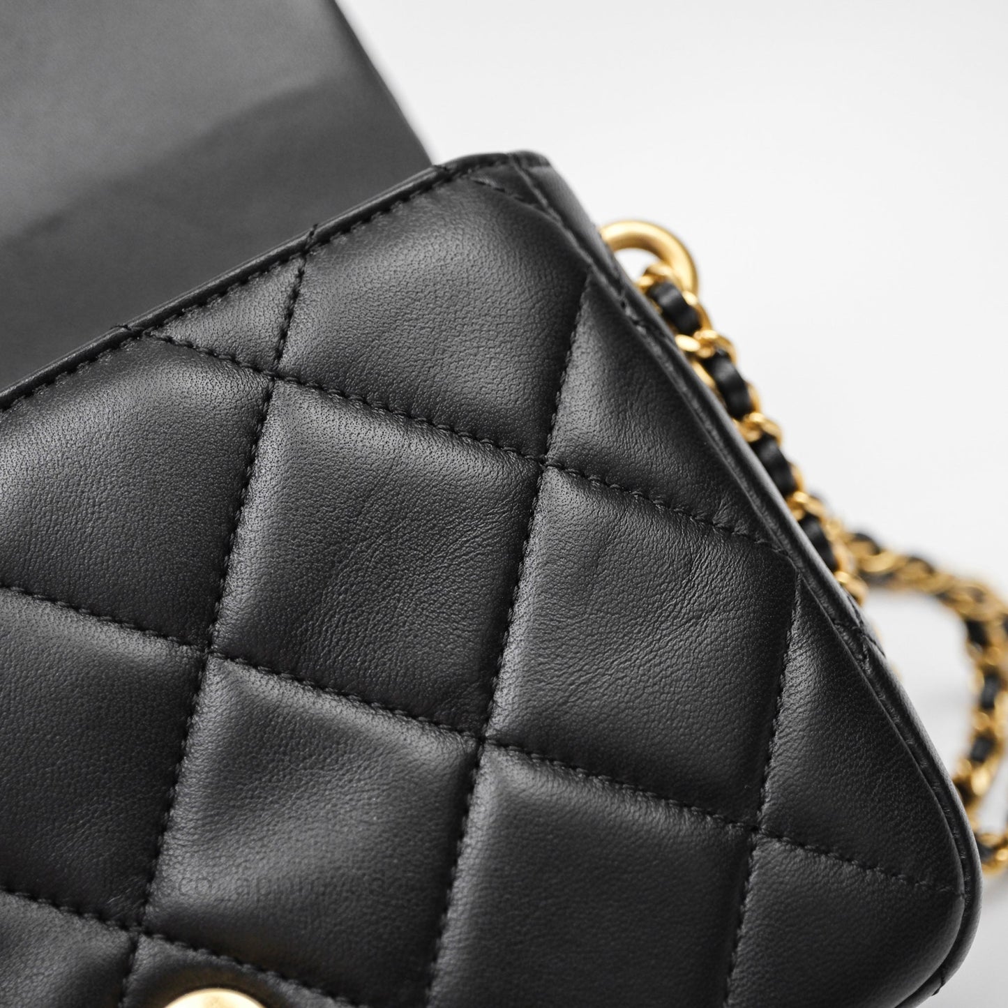 Chanel My Perfect Mini With Pearl Quilted Black Lambskin Gold Hardware