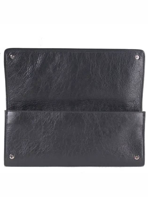 Luxury Balenciaga Classic Leather Clutch Bag Grease Fosil