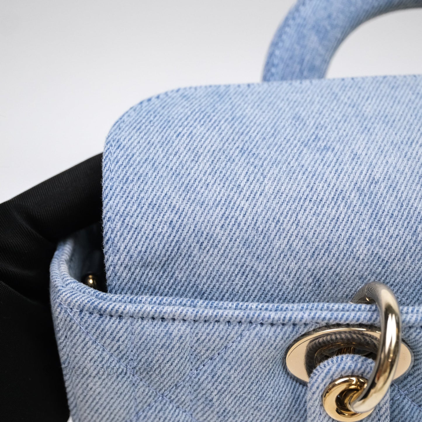 Christian Dior Medium Lady D-Joy Bag Denim Cannage Gold Hardware