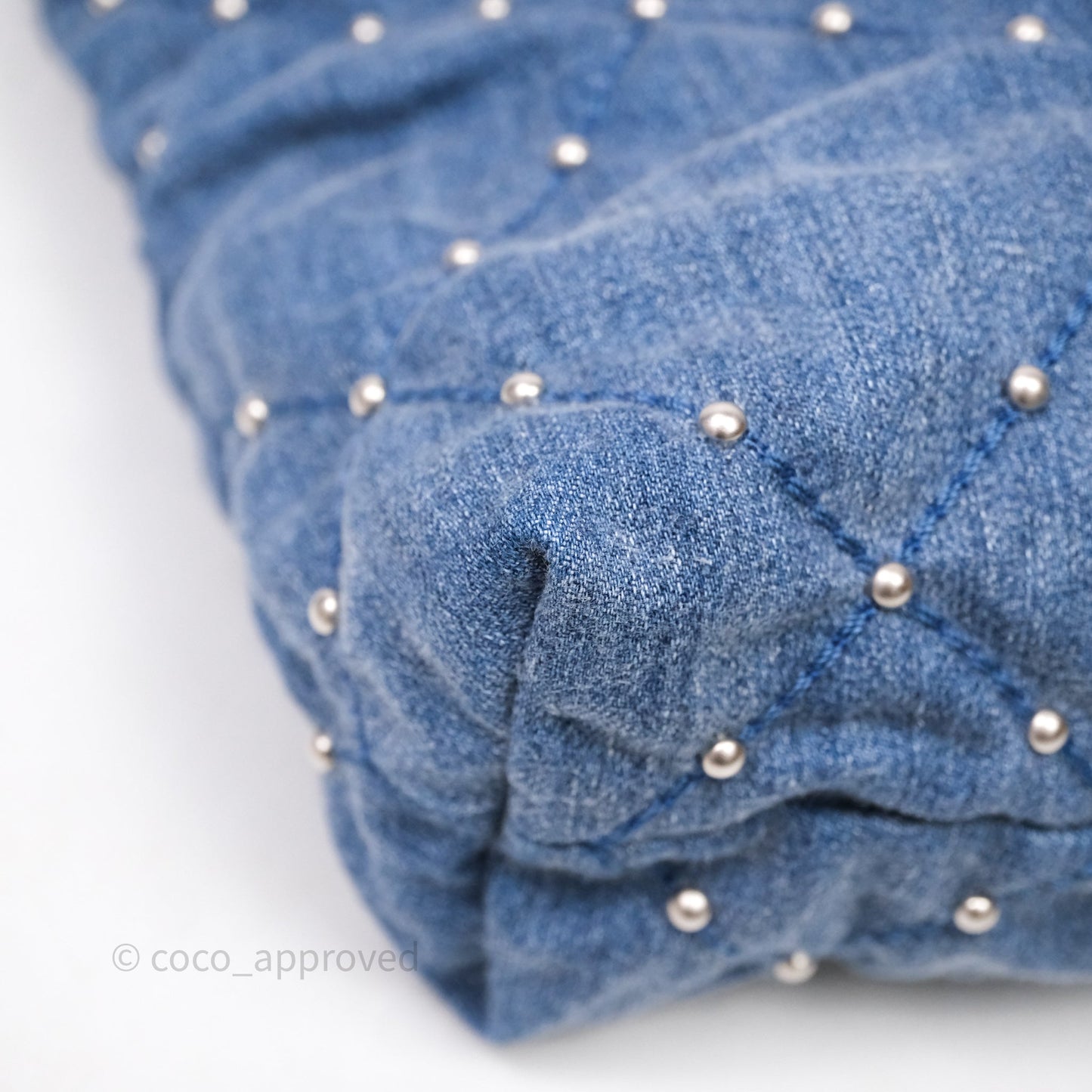 Chanel 22 Small Pearl Studded Denim Silver Hardware