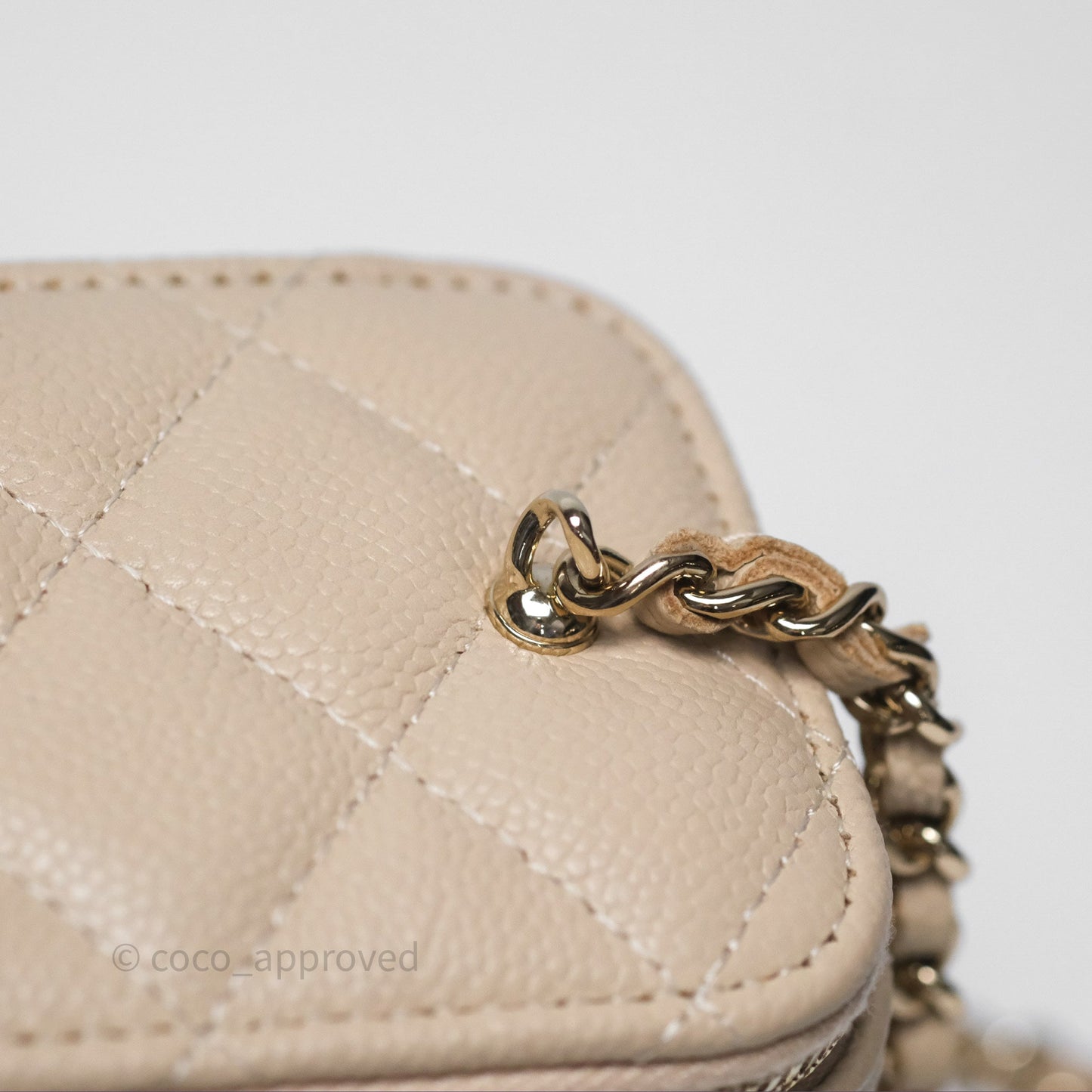Chanel Mini Vanity With CC Chain Beige Caviar Gold Hardware