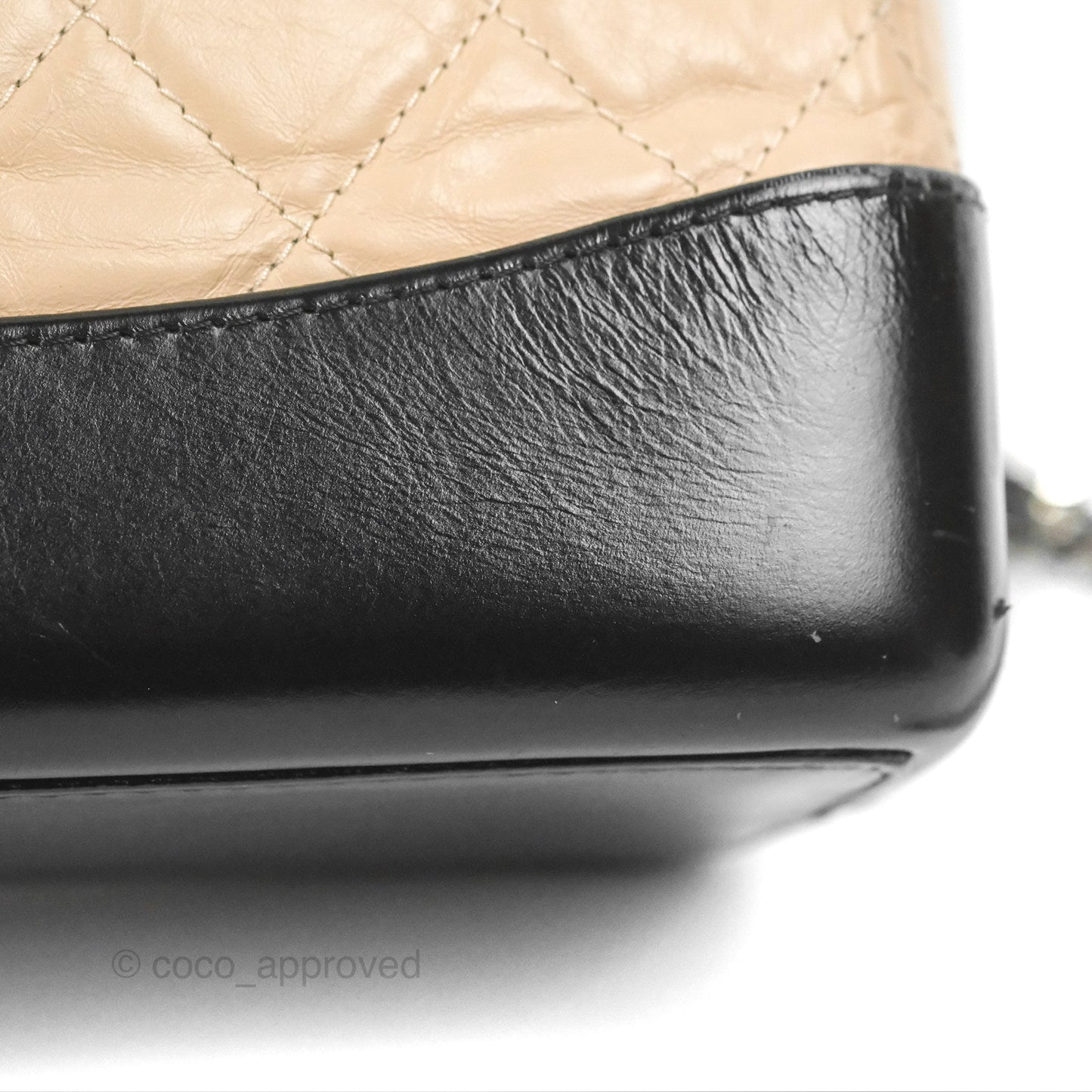 Chanel Small Gabrielle Backpack Beige Black Aged Calfskin