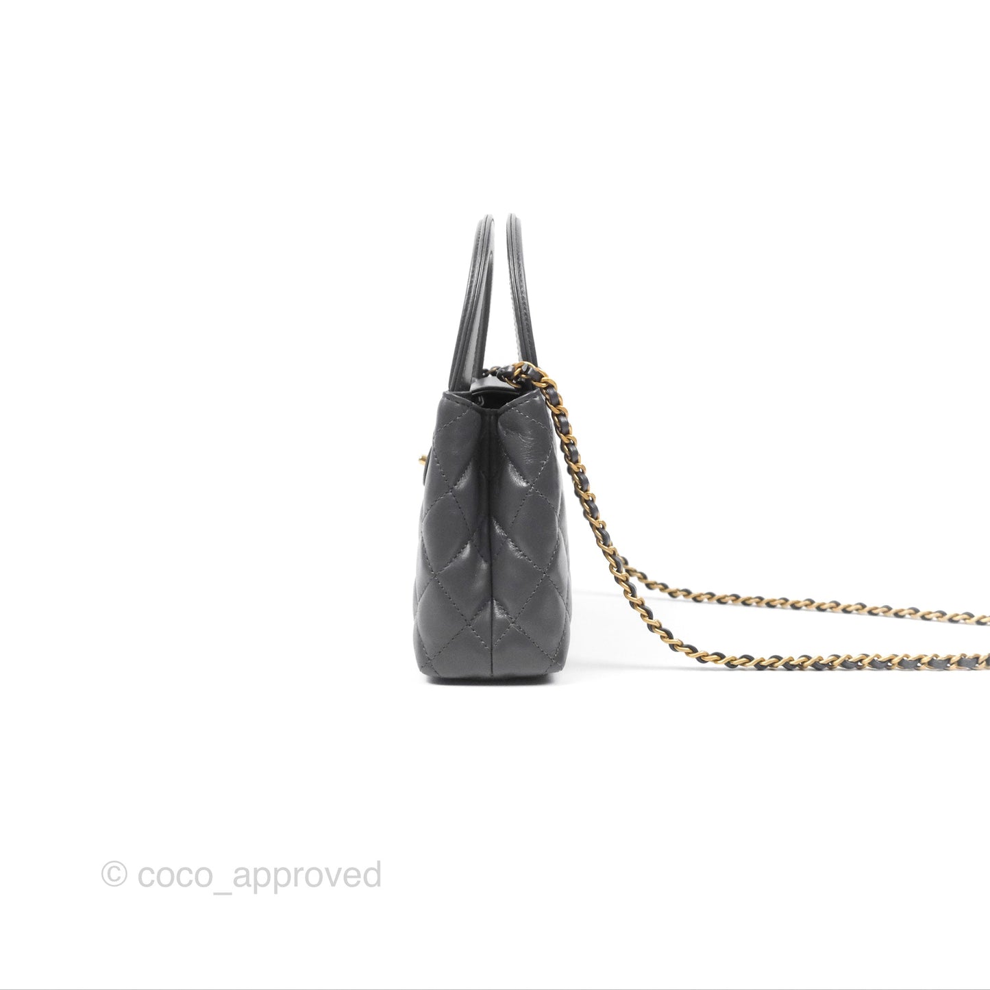 Chanel Kelly Bag Quilted Grey Shiny Calfskin Aged Gold Hardware