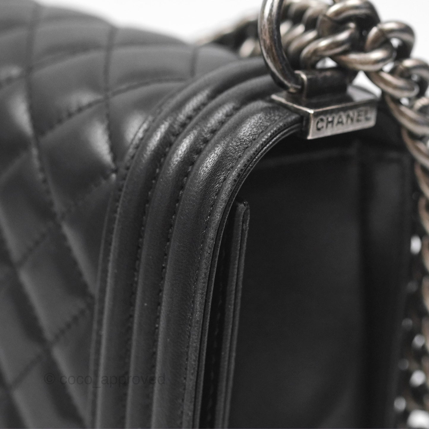 Chanel Quilted Medium Boy Black Lambskin Ruthenium Hardware