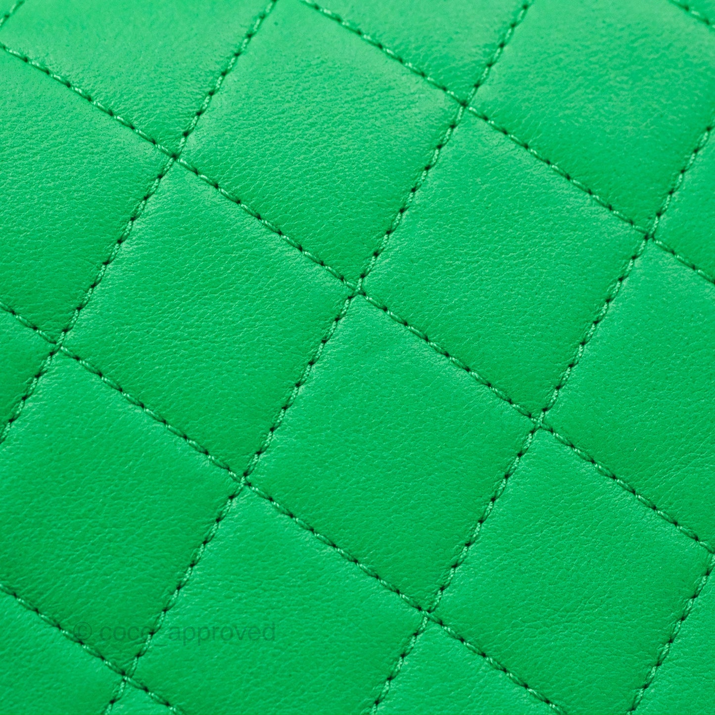 Chanel CC Quilted Flap Bag With Top Handle Green Calfskin Gold Hardware