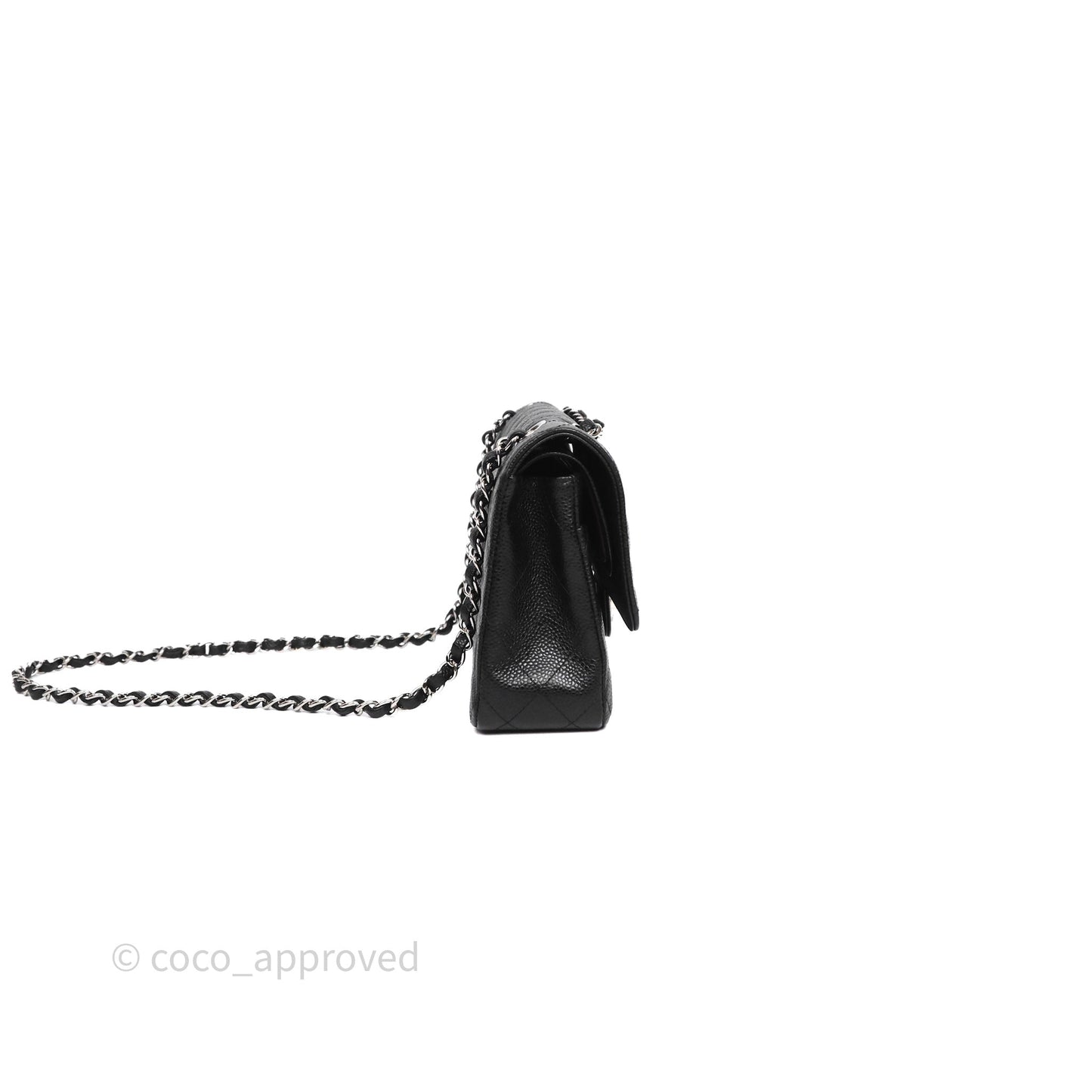 Chanel Classic M/L Medium Flap Quilted Black Caviar Silver Hardware