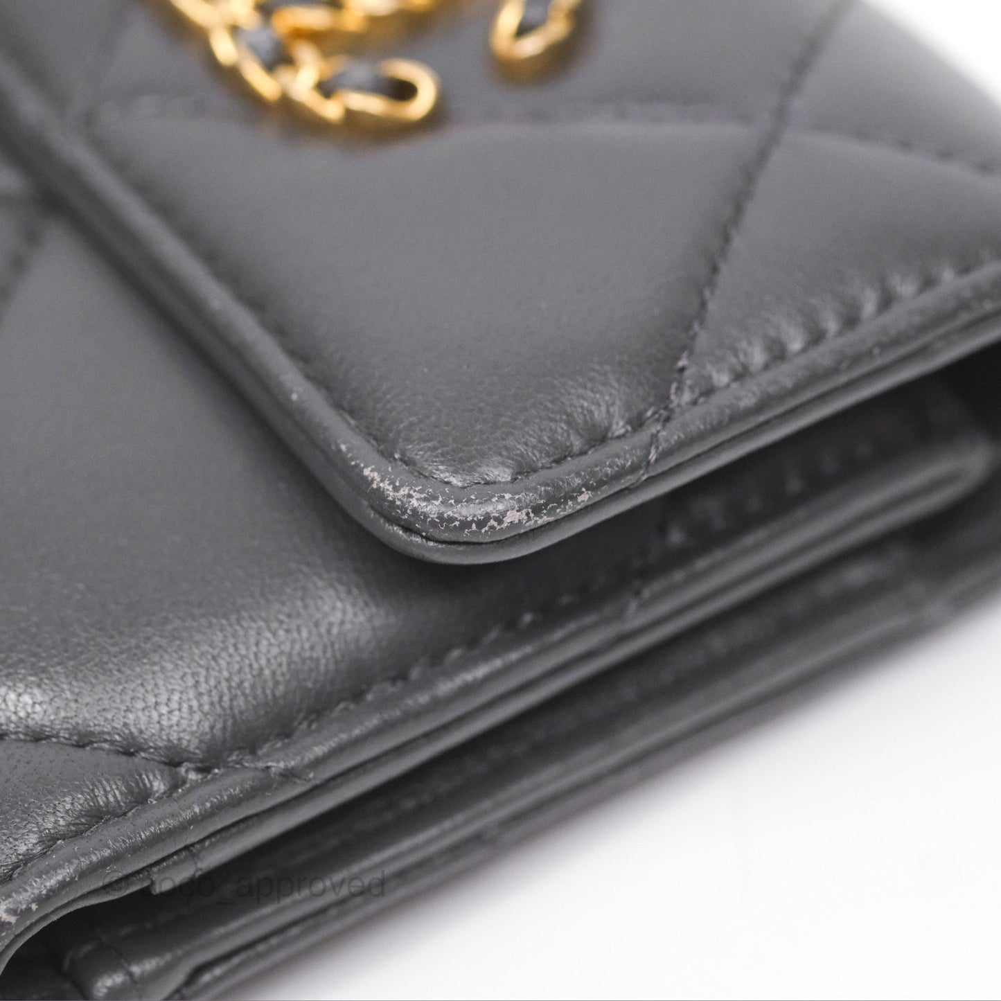 Chanel 19 Short Flap Wallet Grey Gold Hardware