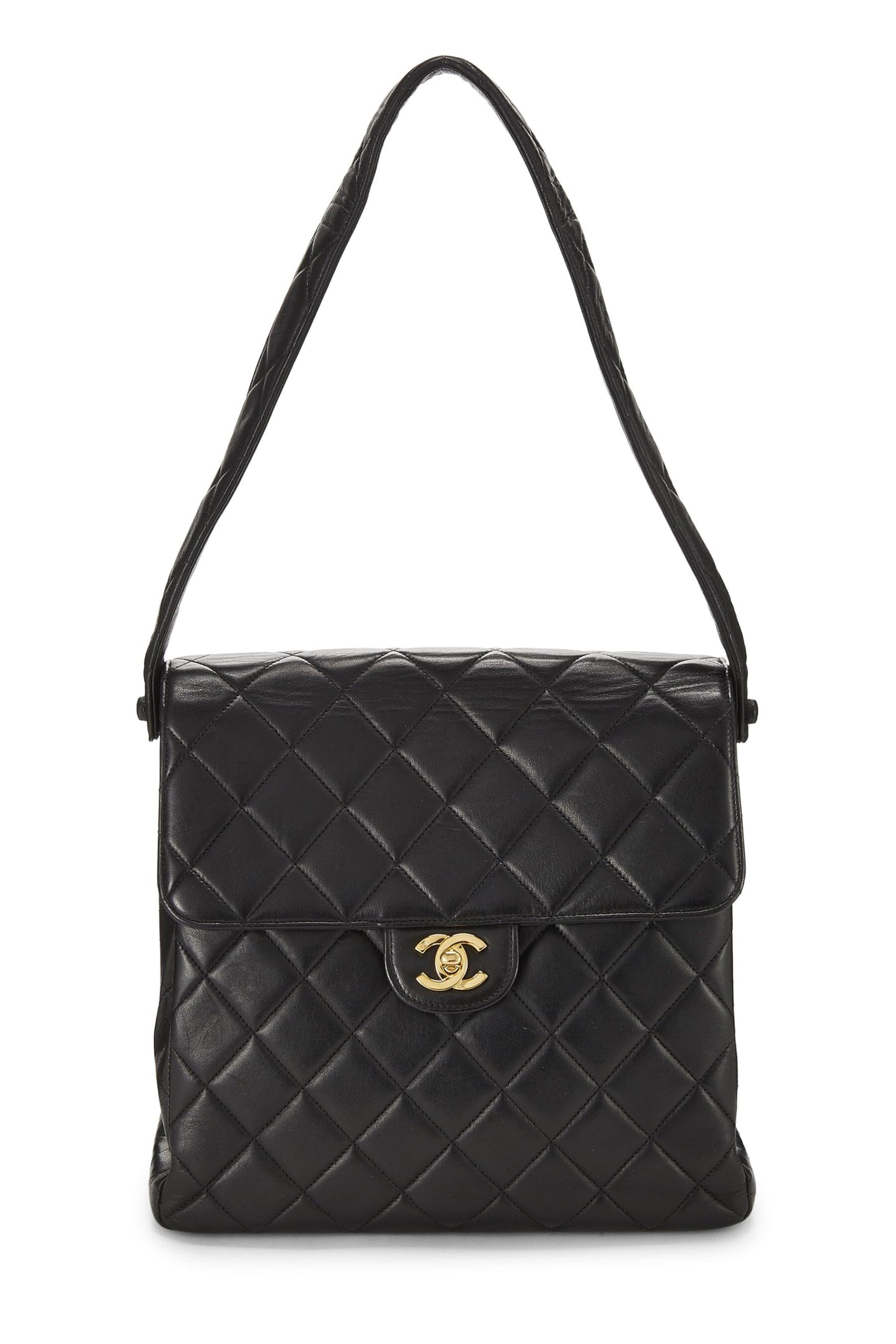 Chanel,  Black Quilted Lambskin Double Sided Flap Bag Tall, Black