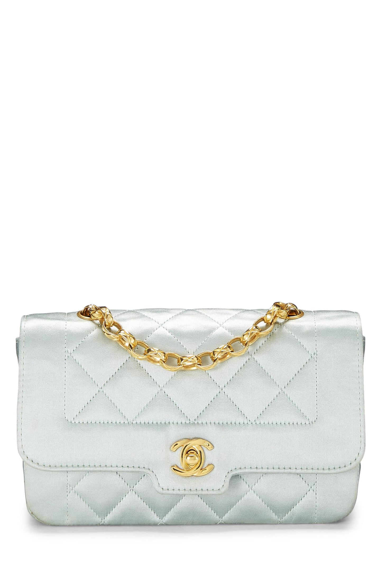 Chanel,  Blue Satin Border Tab Mini, Blue