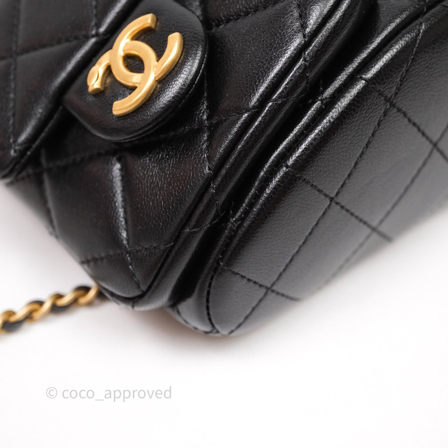 Chanel Double Pocket Black Lambskin Gold Hardware 25C