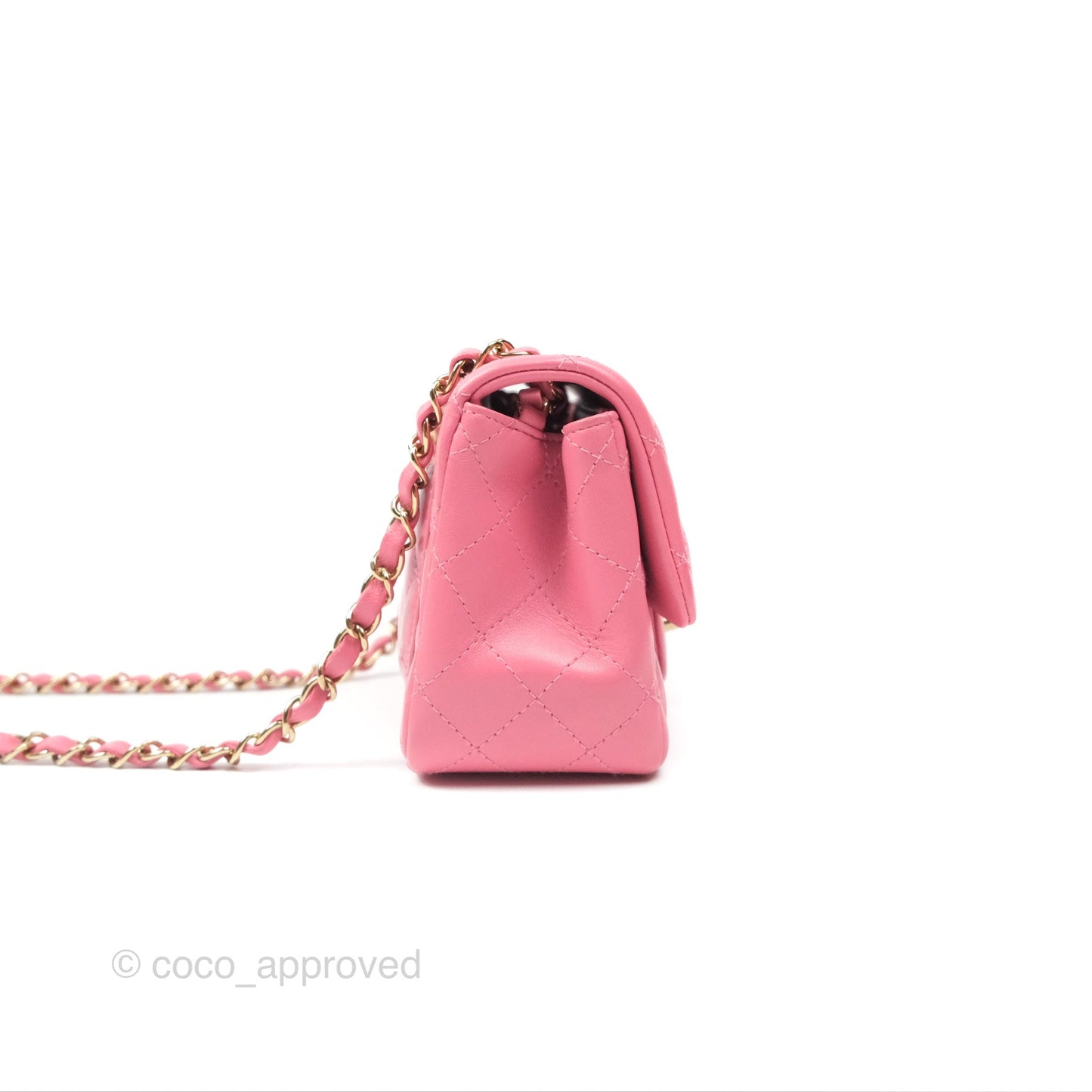 Chanel Quilted Mini Square Lambskin Pink Gold Hardware