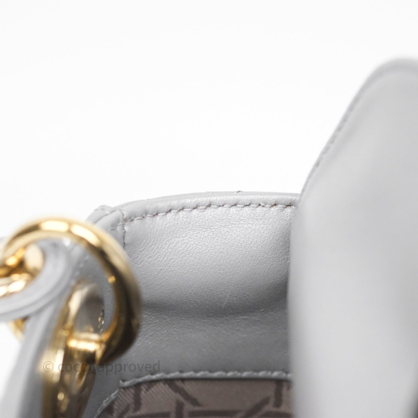 Christian Dior Mini Lady Dior Iridescent Grey Lambskin Cannage Gold Hardware