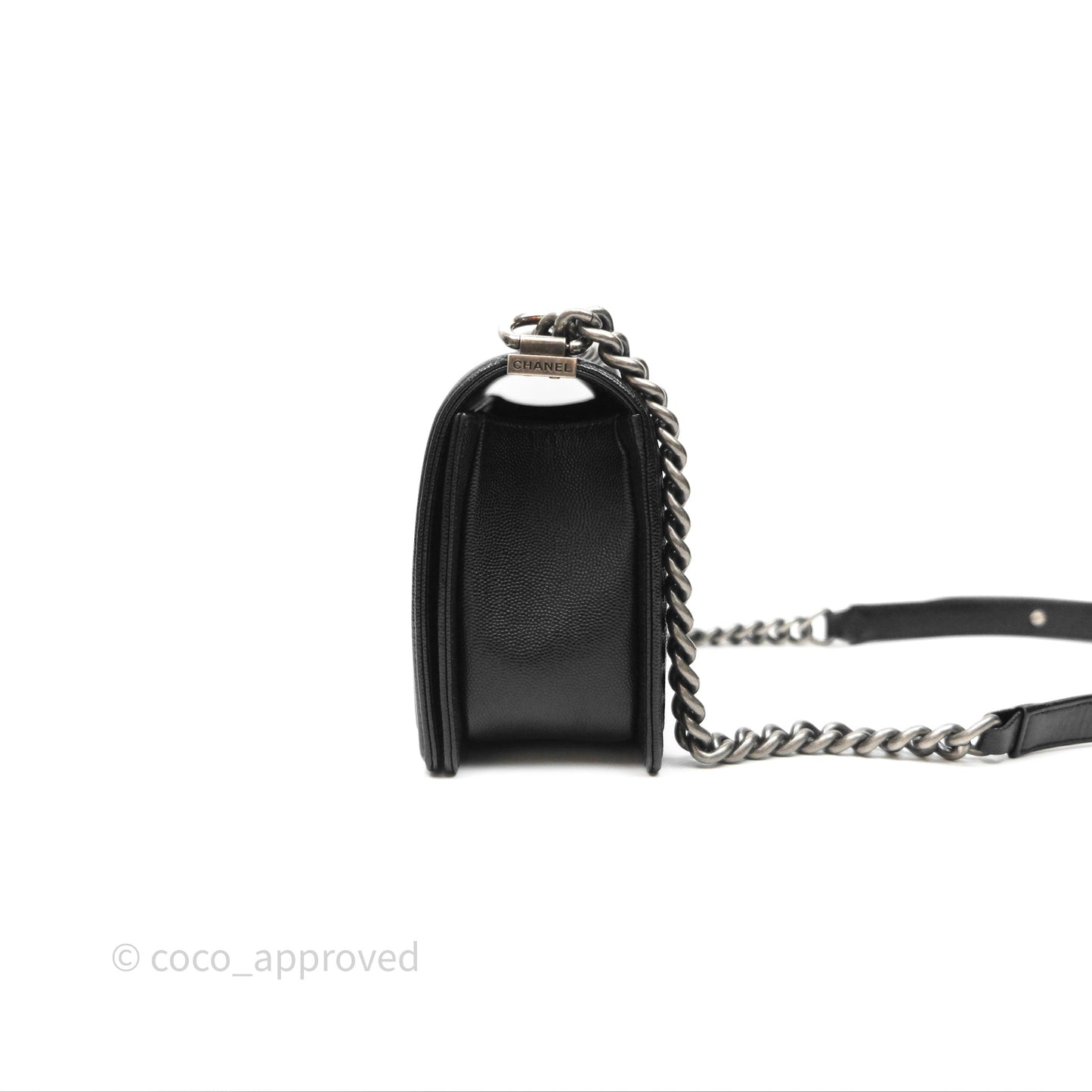 Chanel Quilted Medium Boy Black Caviar Ruthenium Hardware