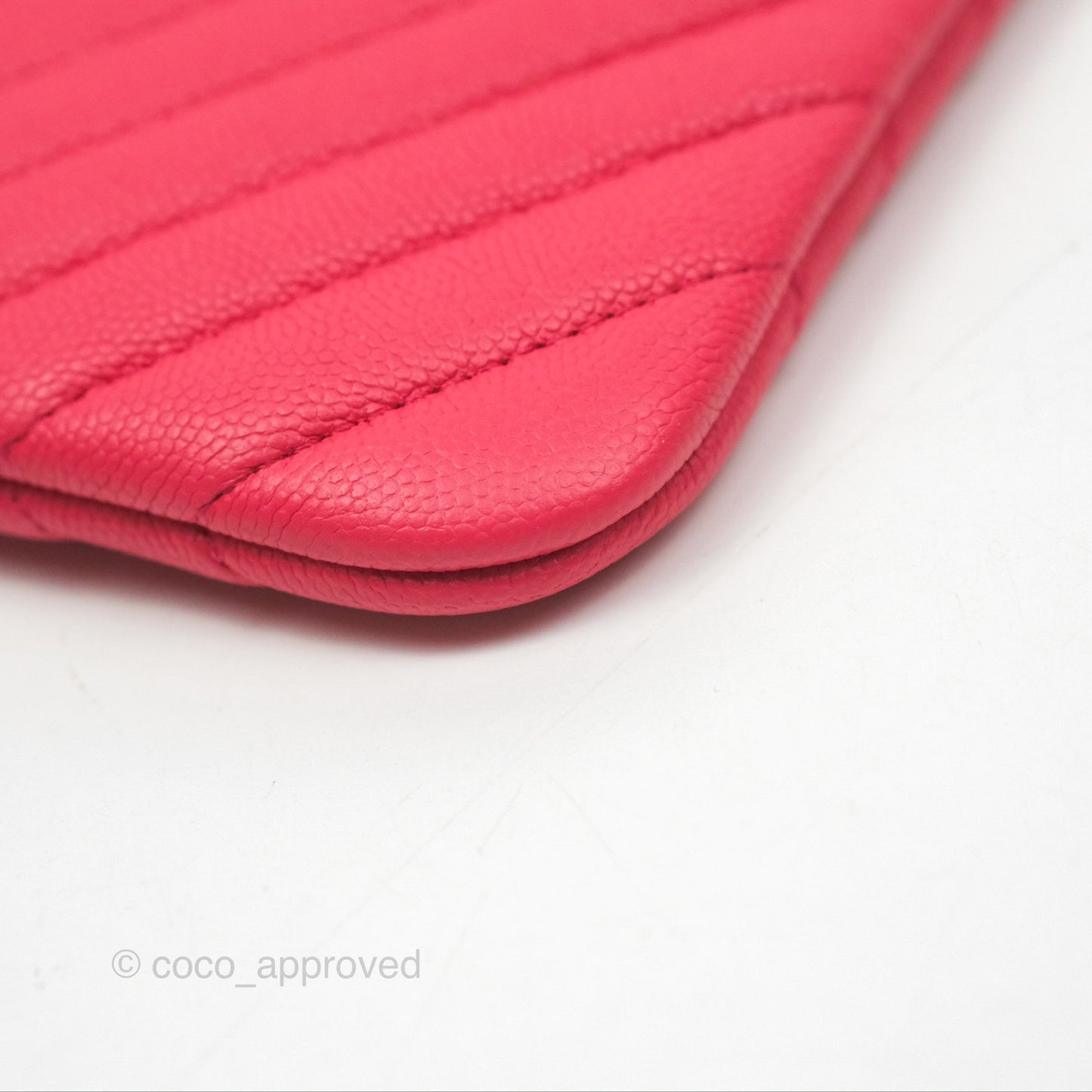 Chanel Large O Case Quilted Chevron Dark Pink Caviar Aged Gold Hardware