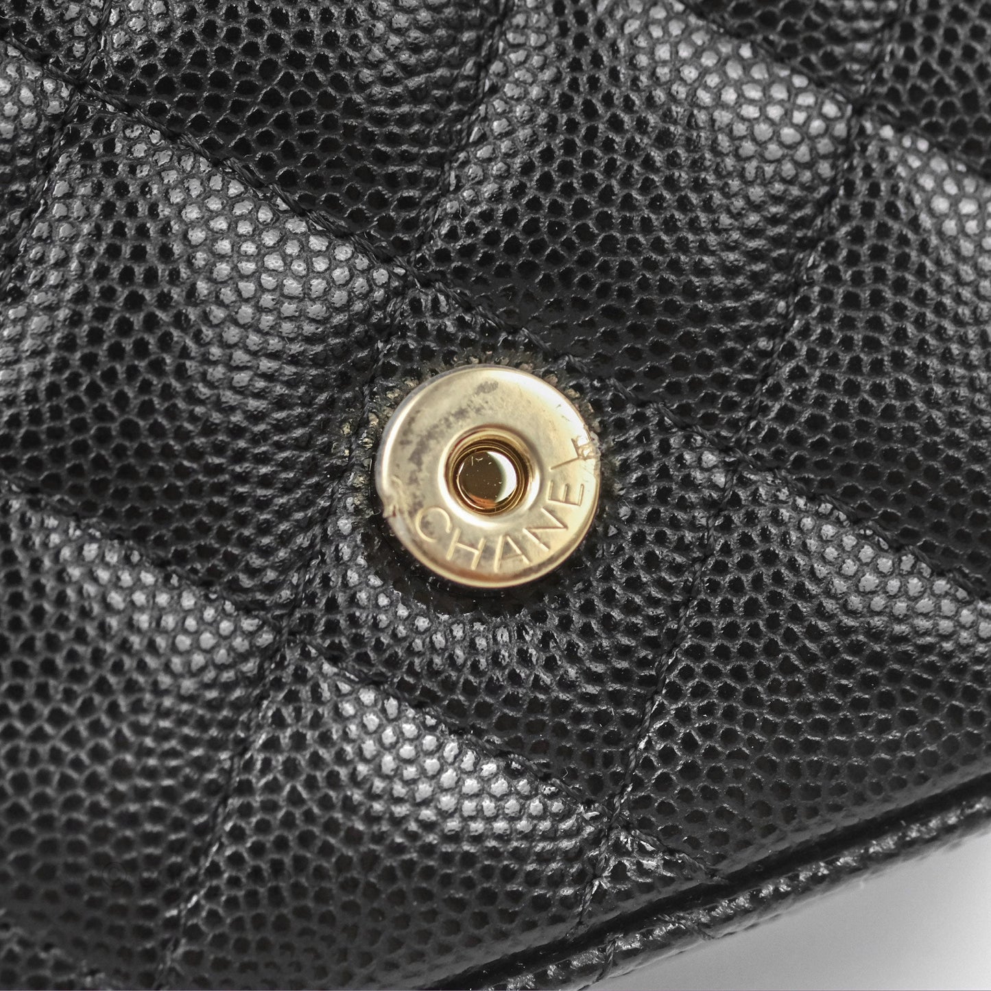 Chanel Mini Clutch With Chain Black Caviar Gold Hardware