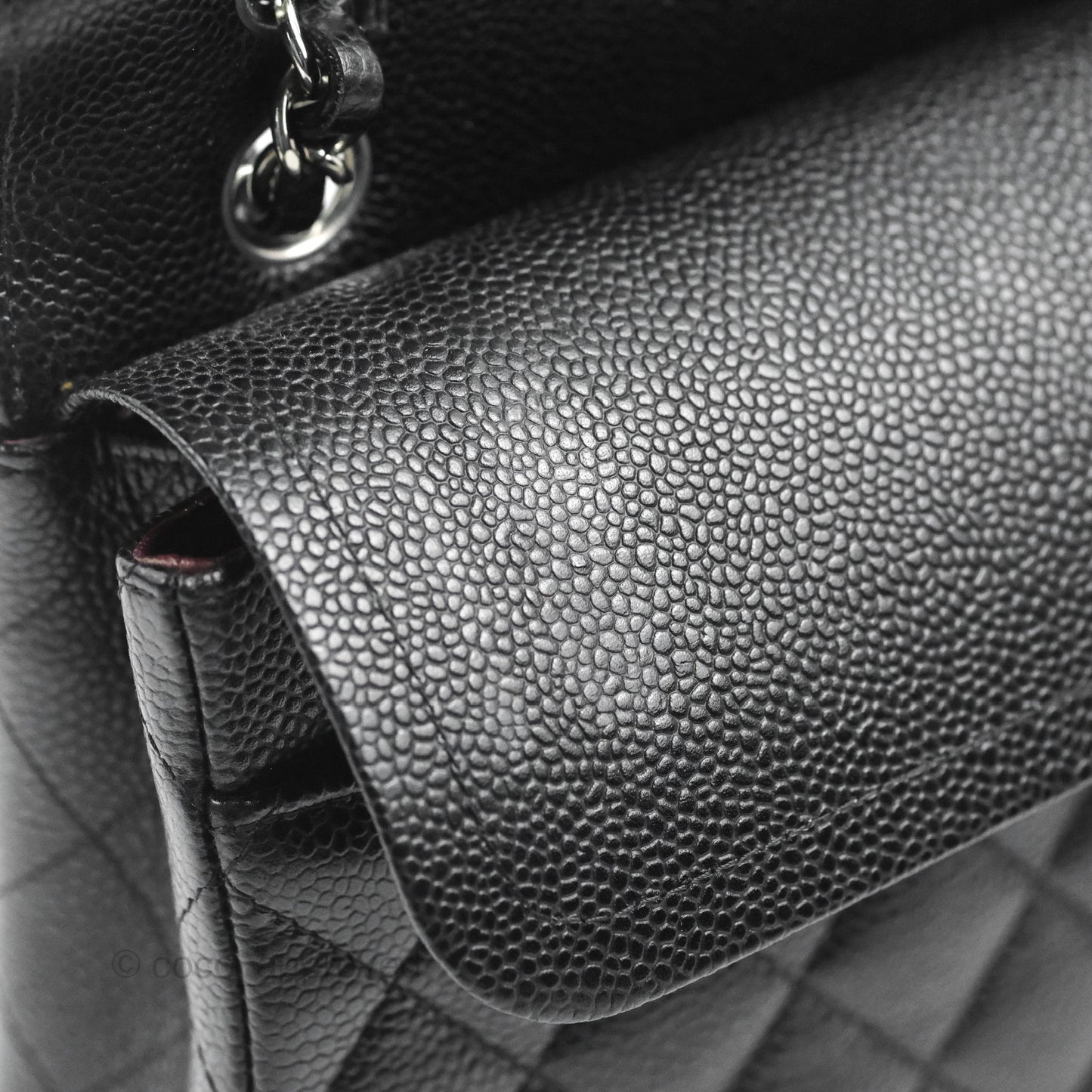 Chanel Classic M/L Medium Flap Quilted Black Caviar Silver Hardware