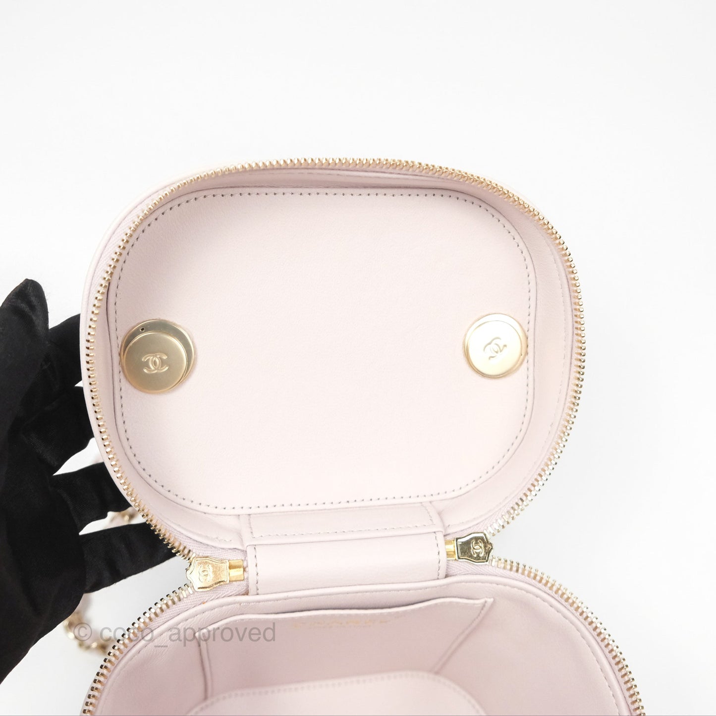 Chanel Small Quilted Top Handle Vanity Case Light Lilac Lambskin Gold Hardware