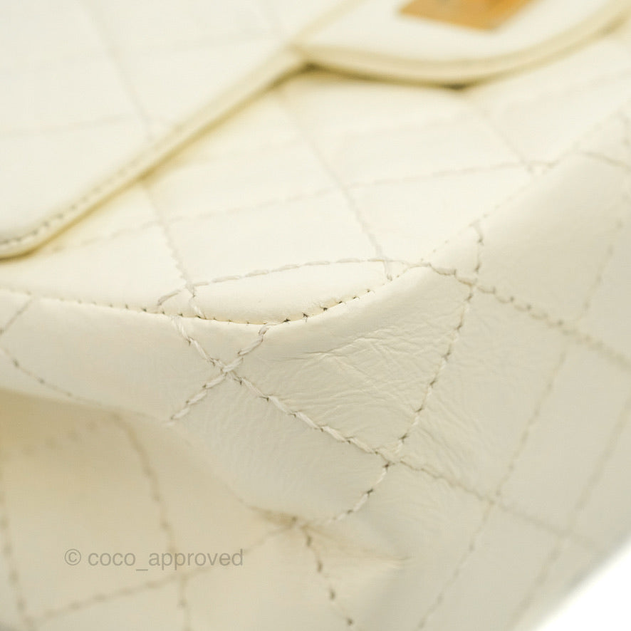 Chanel Mini Reissue 224 White Ivory Aged Calfskin Aged Gold Hardware