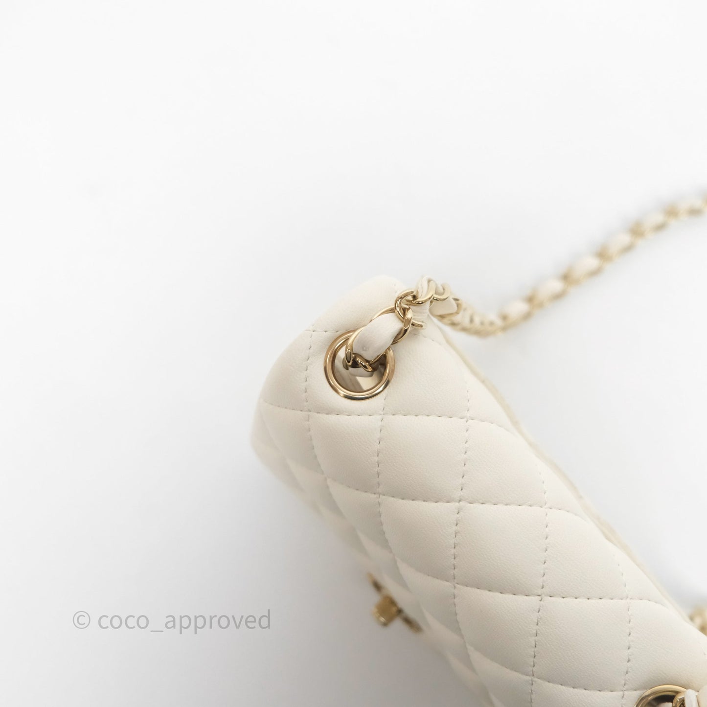 Chanel Quilted Mini Square White Lambskin Gold Hardware