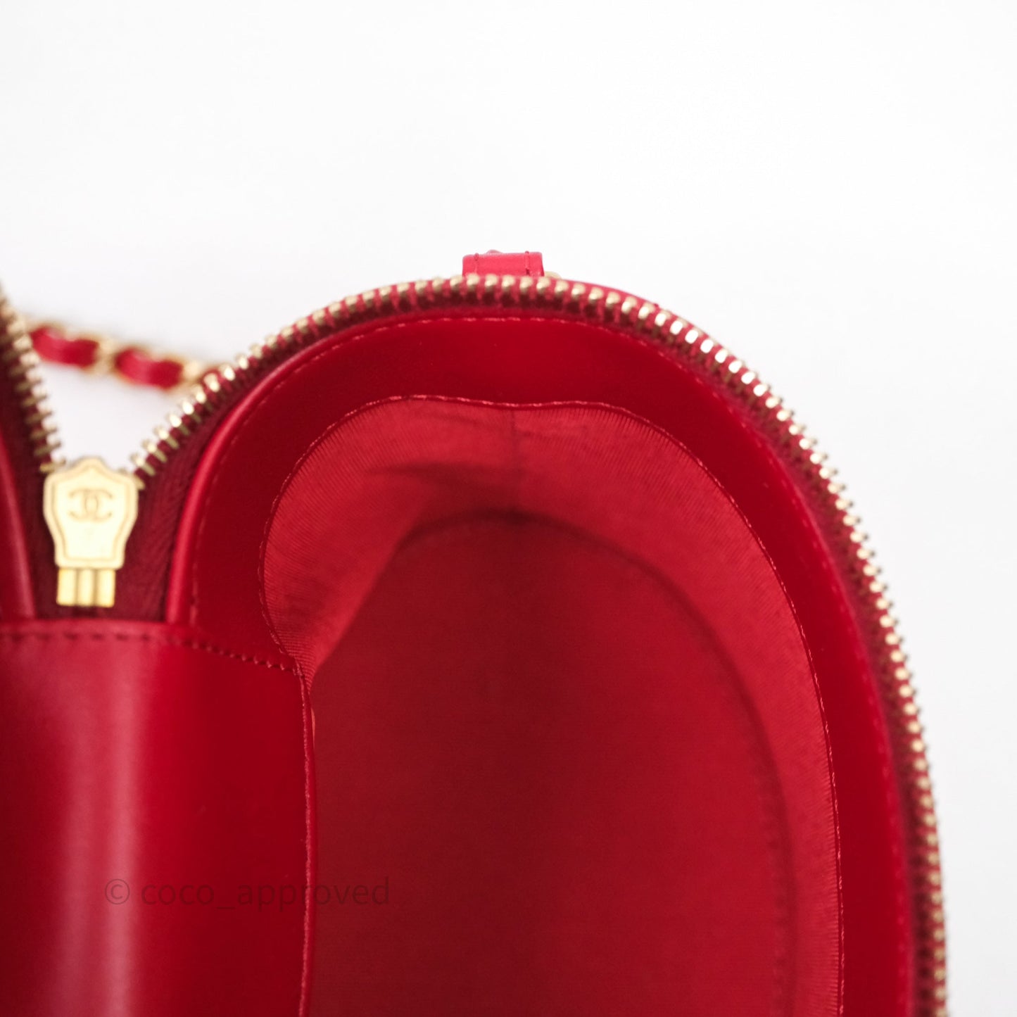 Chanel CC Vanity Case Red Calfskin Aged Gold Hardware