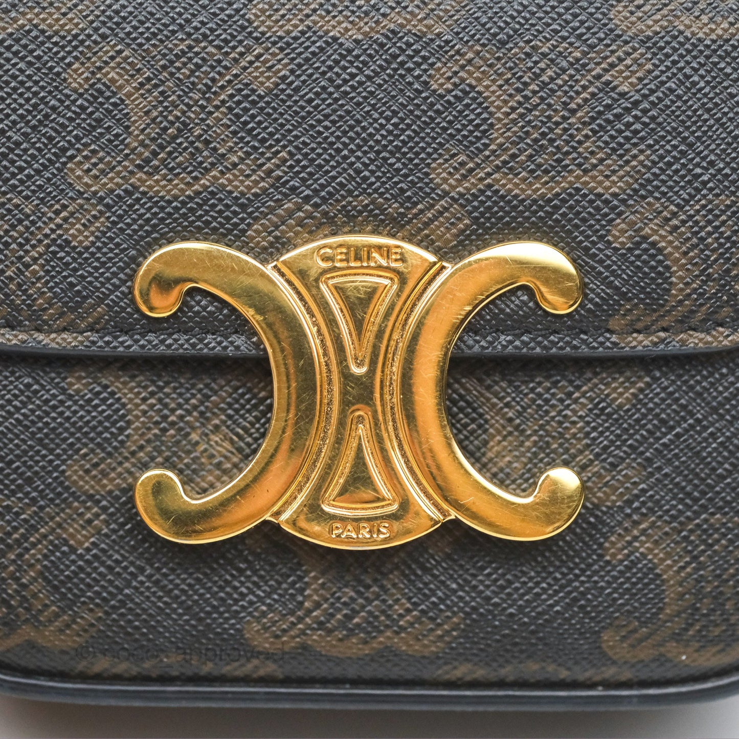 Celine Mini Triomphe Tan Canvas Calfskin