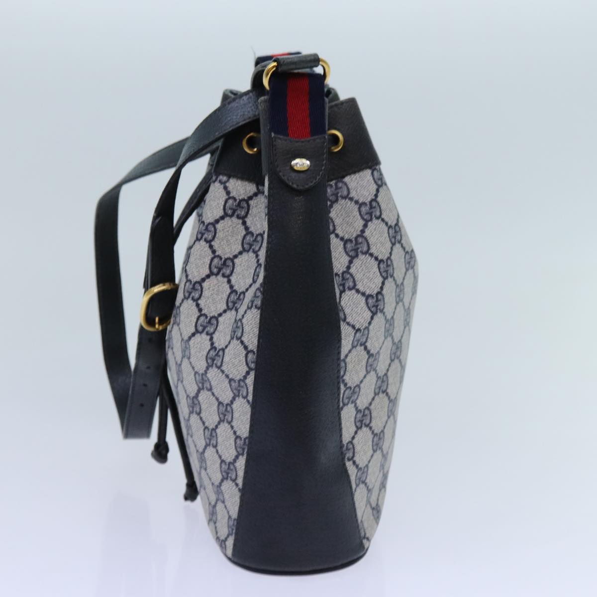 Luxury Gucci Trending 2025 GG Supreme Sherry Line Shoulder Bag PVC Navy Red 41 02 034  71786