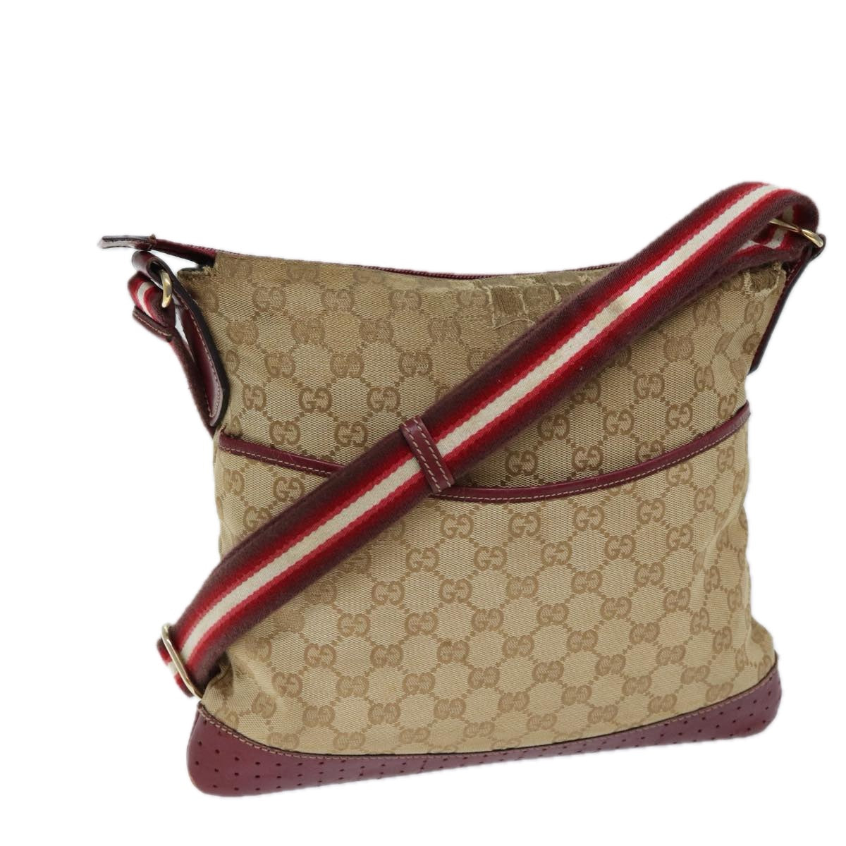 Luxury Gucci Trending 2025 GG Canvas Sherry Line Shoulder Bag Beige Red 145857  71790