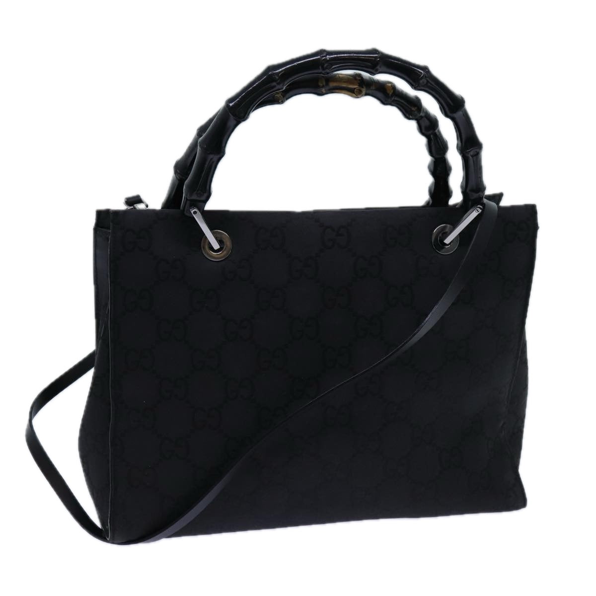 Luxury Gucci Trending 2025 Bamboo GG Canvas Hand Bag Nylon 2way Black 002 1016  71796