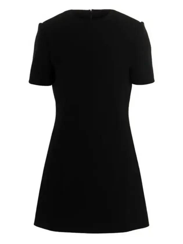 Luxury Saint Laurent Double Sable Short Sleeve Short Dress Black