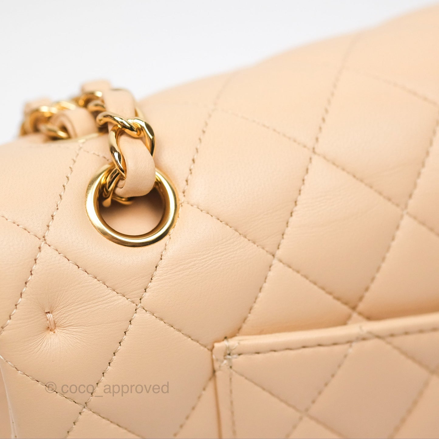 Chanel Classic M/L Medium Flap Quilted Beige Lambskin Gold Hardware
