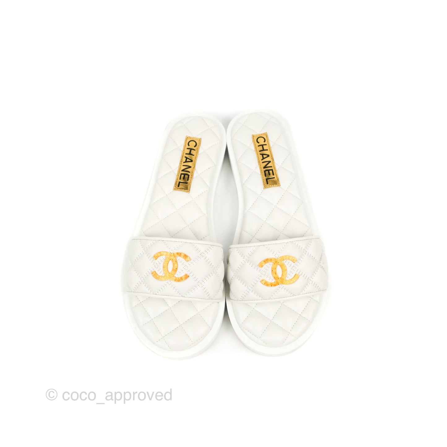 Chanel White Slippers