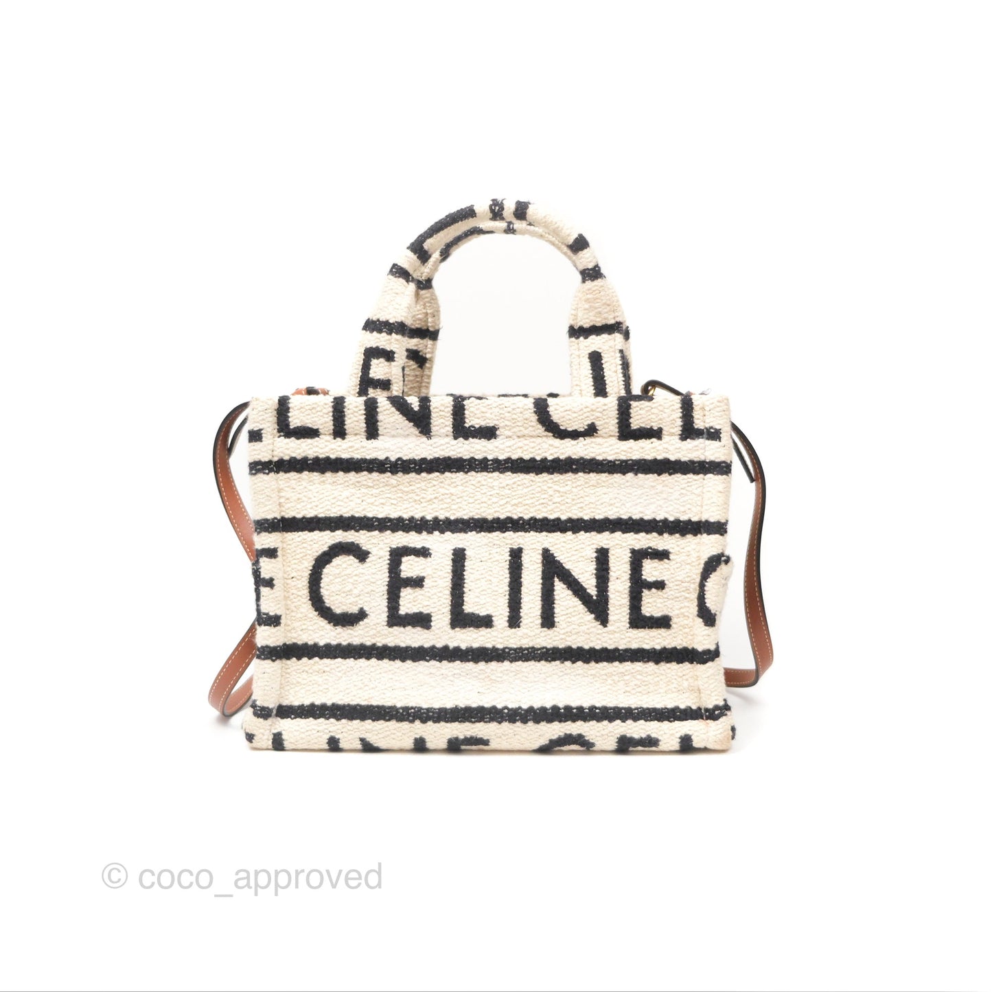Celine Small Cabas Thais Textile with Celine All-Over White