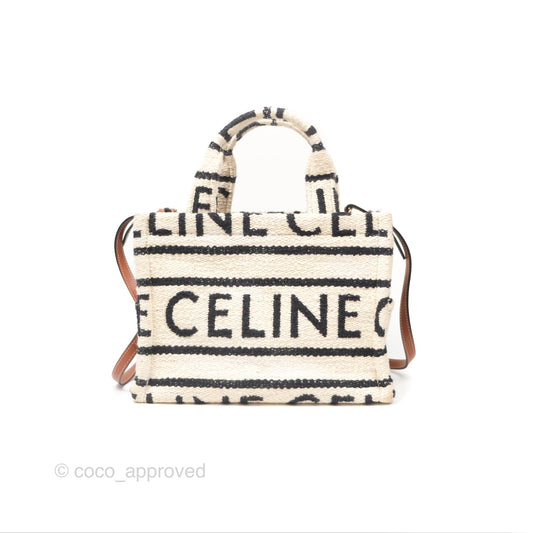 Celine Small Cabas Thais Textile with Celine All-Over White