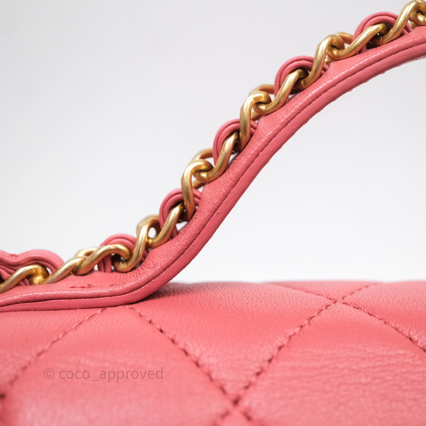 Chanel Quilted Chain Infinity Handle Bag Pink Lambskin Aged Gold Hardware