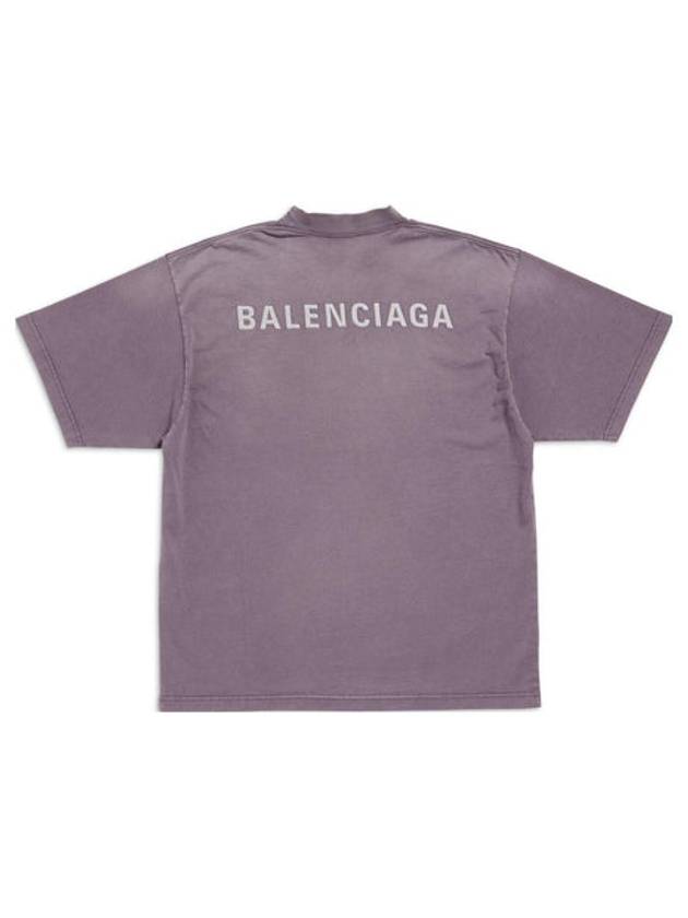 Luxury Balenciaga Logo Print Short Sleeve T-Shirt Purple