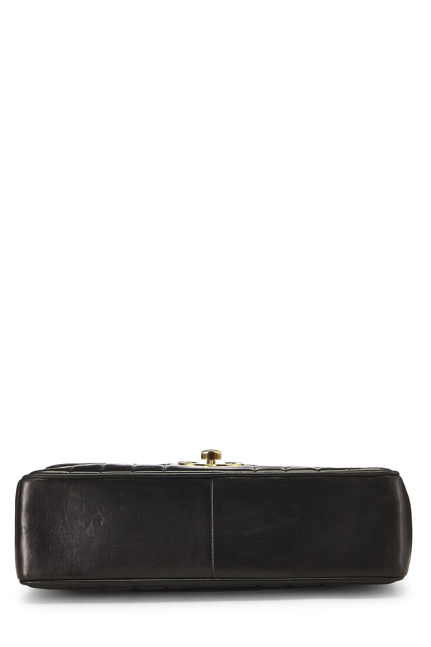 Chanel,  Black Vertical Lambskin Half Flap Jumbo, Black