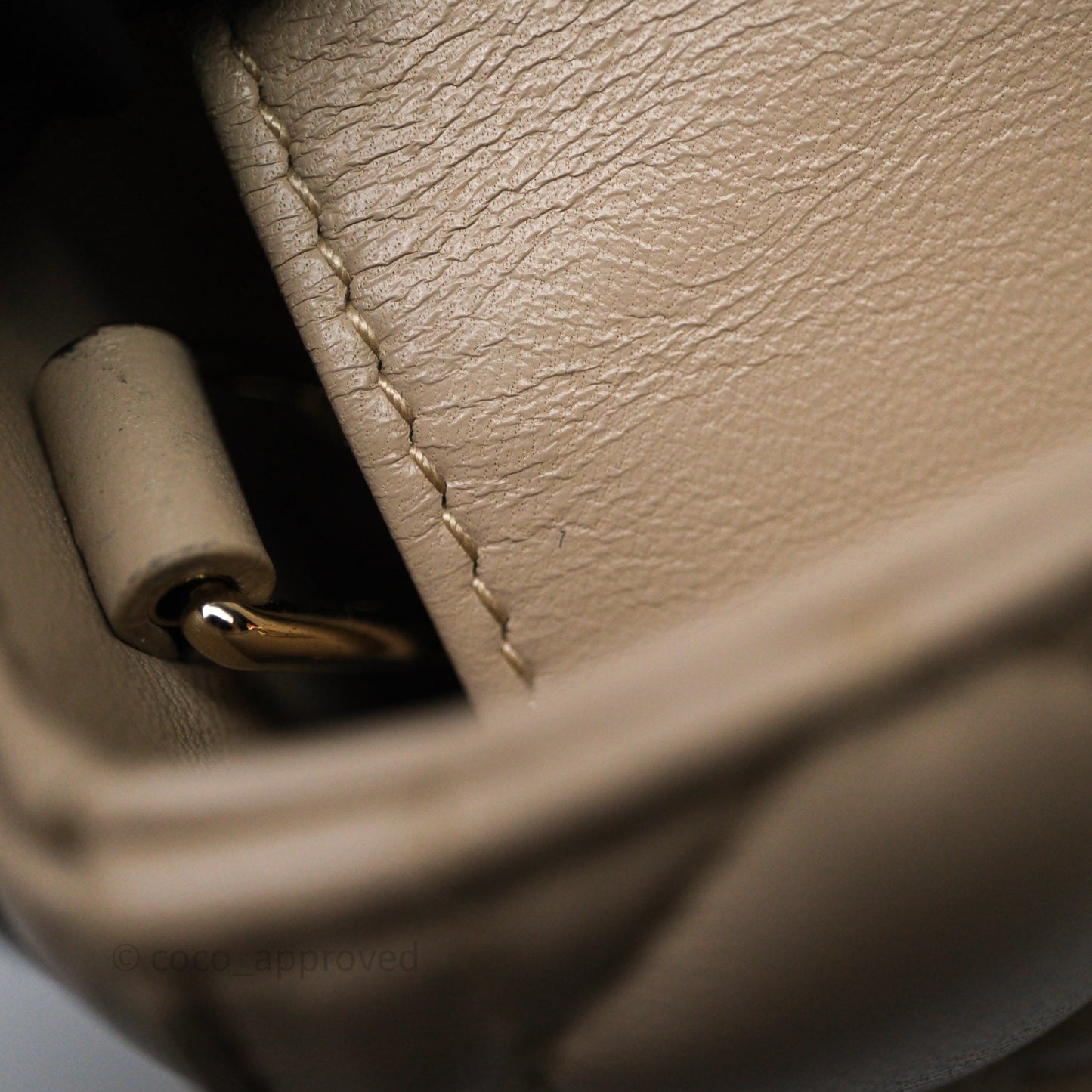 Christian Dior Small Lady D-Joy Powder Beige Cannage Lambskin Gold Hardware