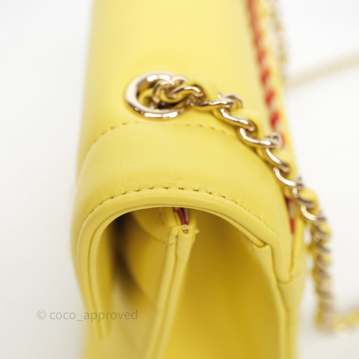 Chanel Chevron Square Envelope Flap Bag Yellow Calfskin Gold Hardware 19C