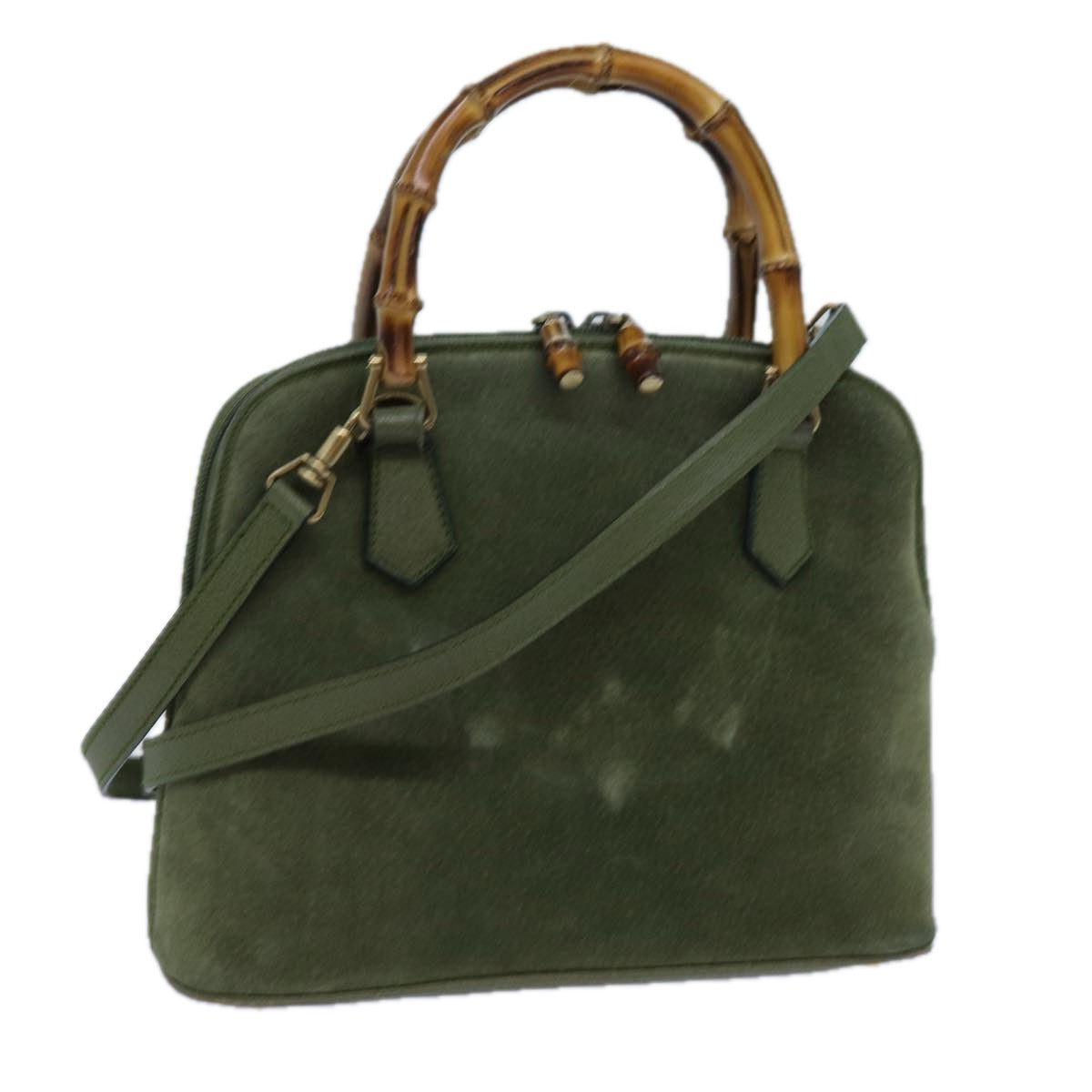 Luxury Gucci Trending 2025 Bamboo Hand Bag Suede 2way Green 000 1274 0290  71820